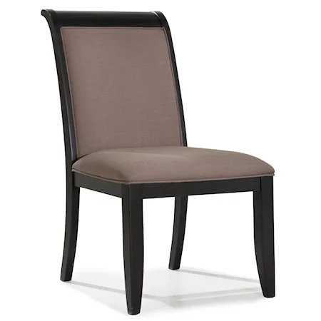 Dining Side Chair with Beige Upholstered Seat & Back